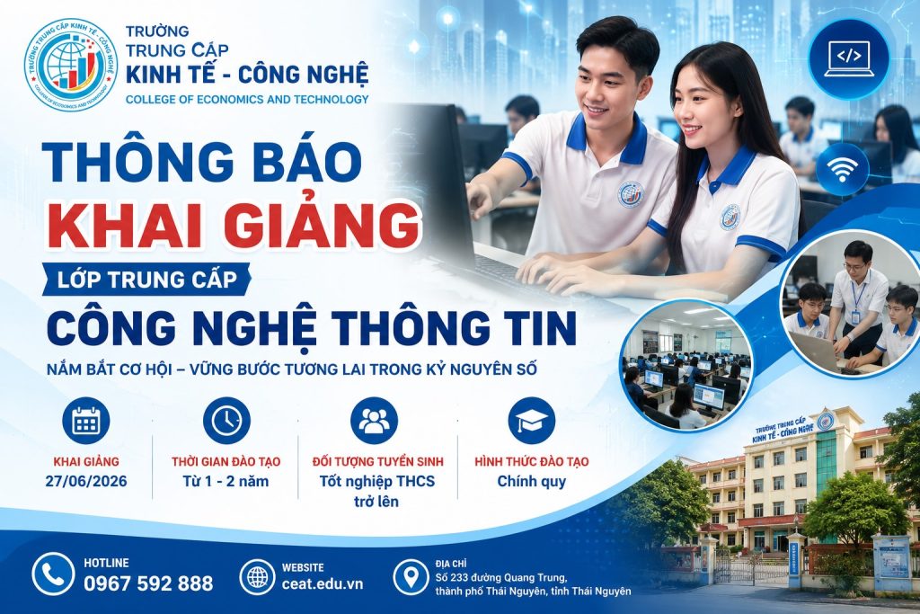 Thông báo khai giảng lớp trung cấp công nghệ thông tin năm 2026