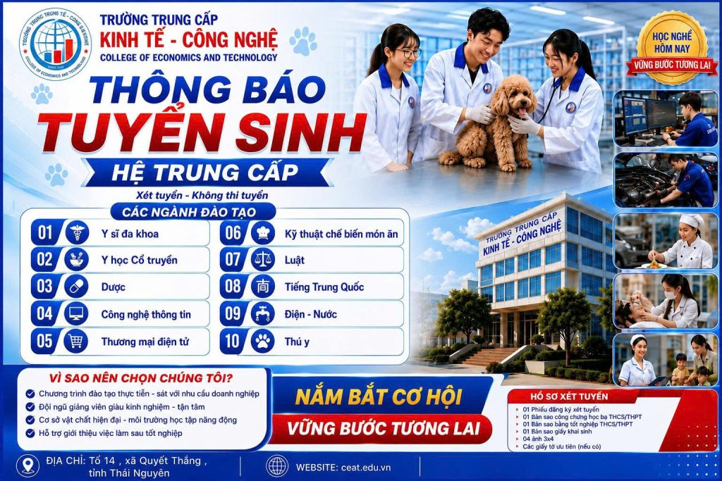 THÔNG BÁO TUYỂN SINH CÁC LỚP TRUNG CẤP CHÍNH QUY📢